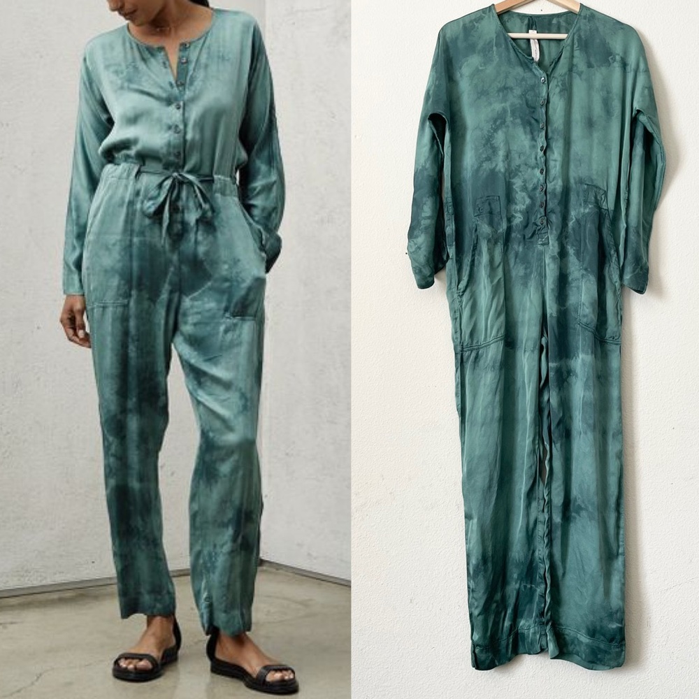 Raquel Allegra SMALL tie dye green teal jumpsuit